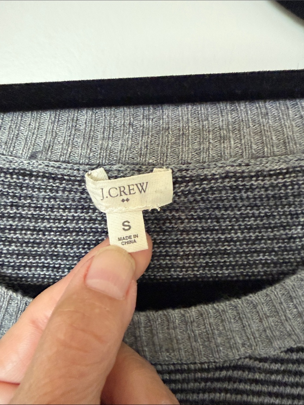 J. Crew Wool Gray and Charcoal Striped Crewneck Sweater - Picture 3 of 7
